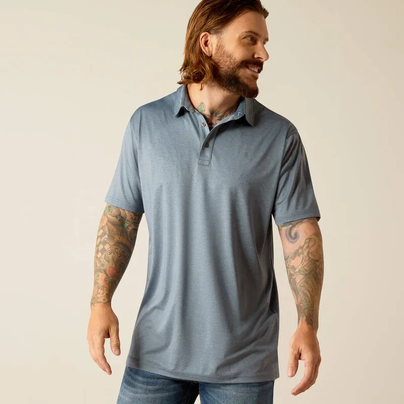 Ariat Mens Charger 2.0 Fitted Polo Newsboy Blue