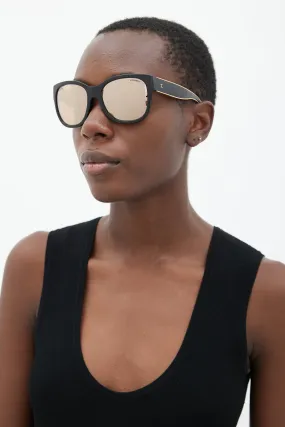 Black & Gold Reflective Square Sunglasses