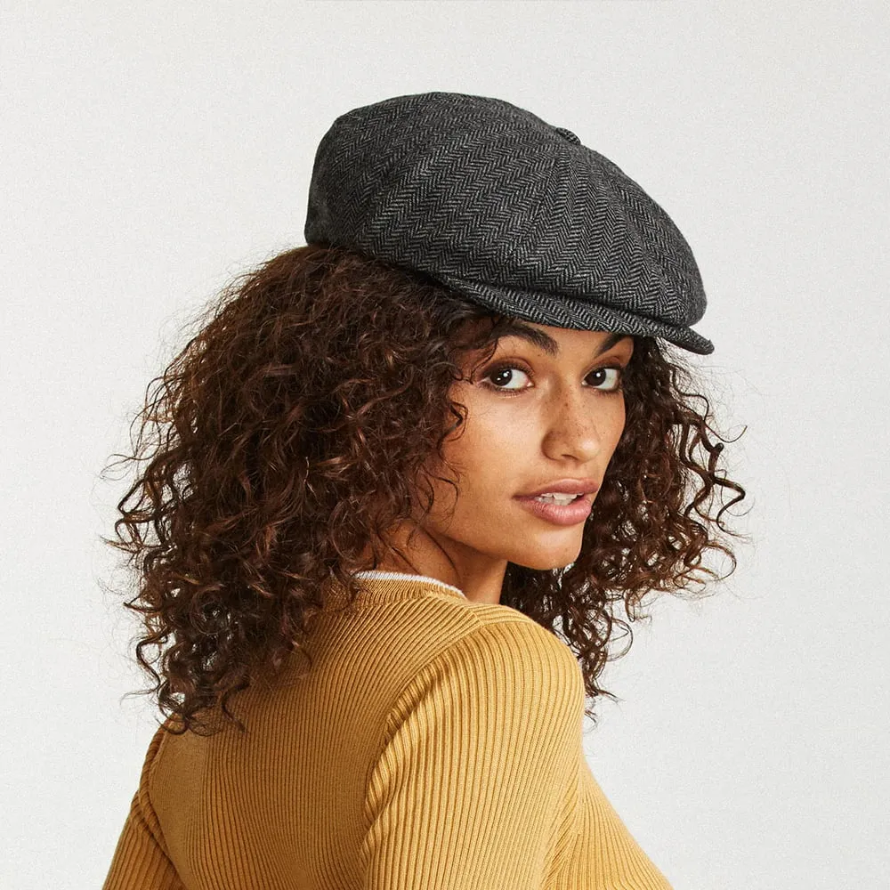 Brixton Hats Brood Herringbone Newsboy Cap - Grey-Black