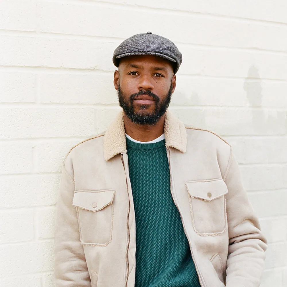 Brixton Hats Brood Herringbone Newsboy Cap - Grey-Black