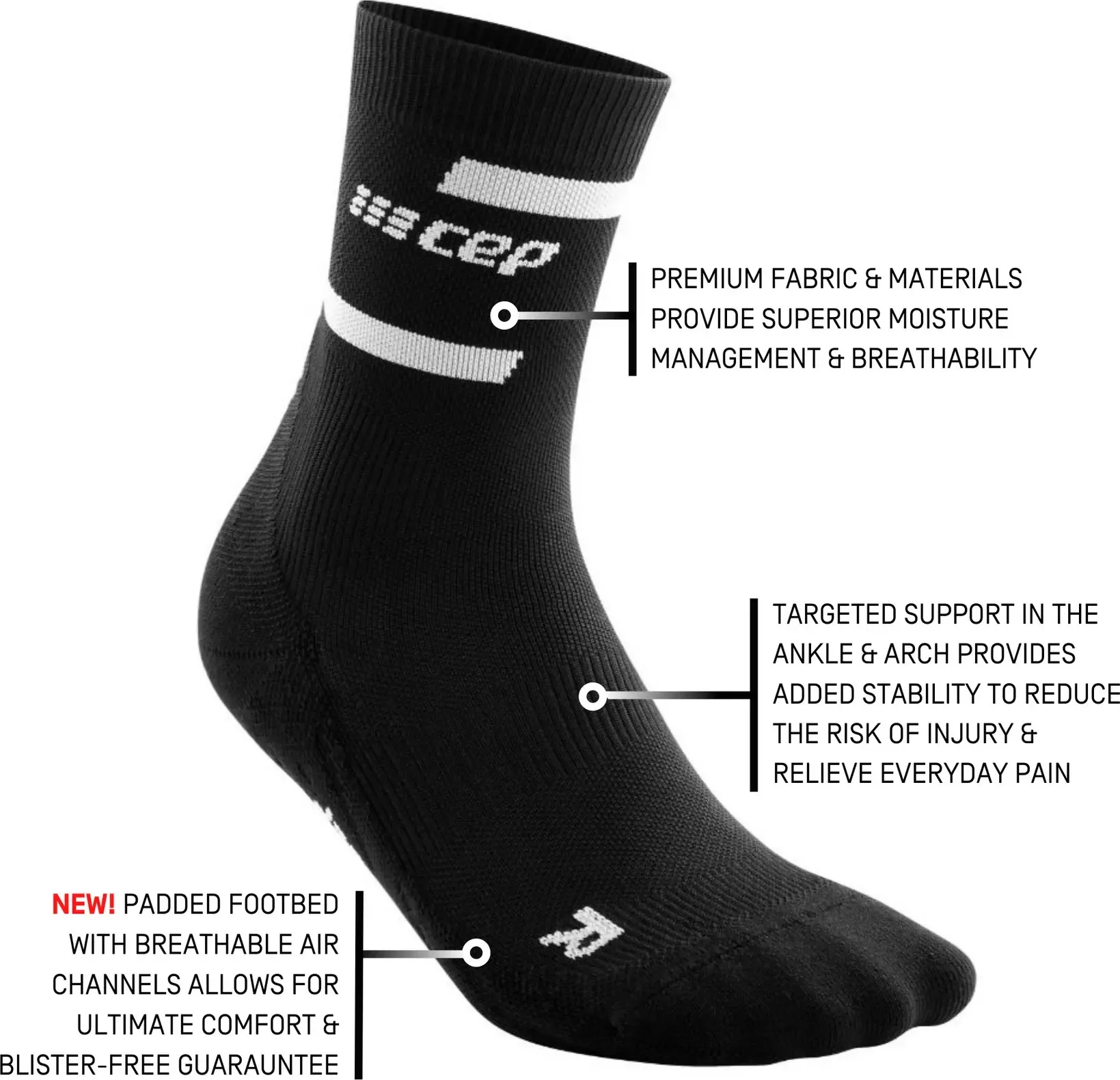 CEP Women&#x27;s Run Compression Mid Cut Socks 4.0 Black | Buy CEP Women&#x27;s Run Compression Mid Cut Socks 4.0 Black here | Outnorth