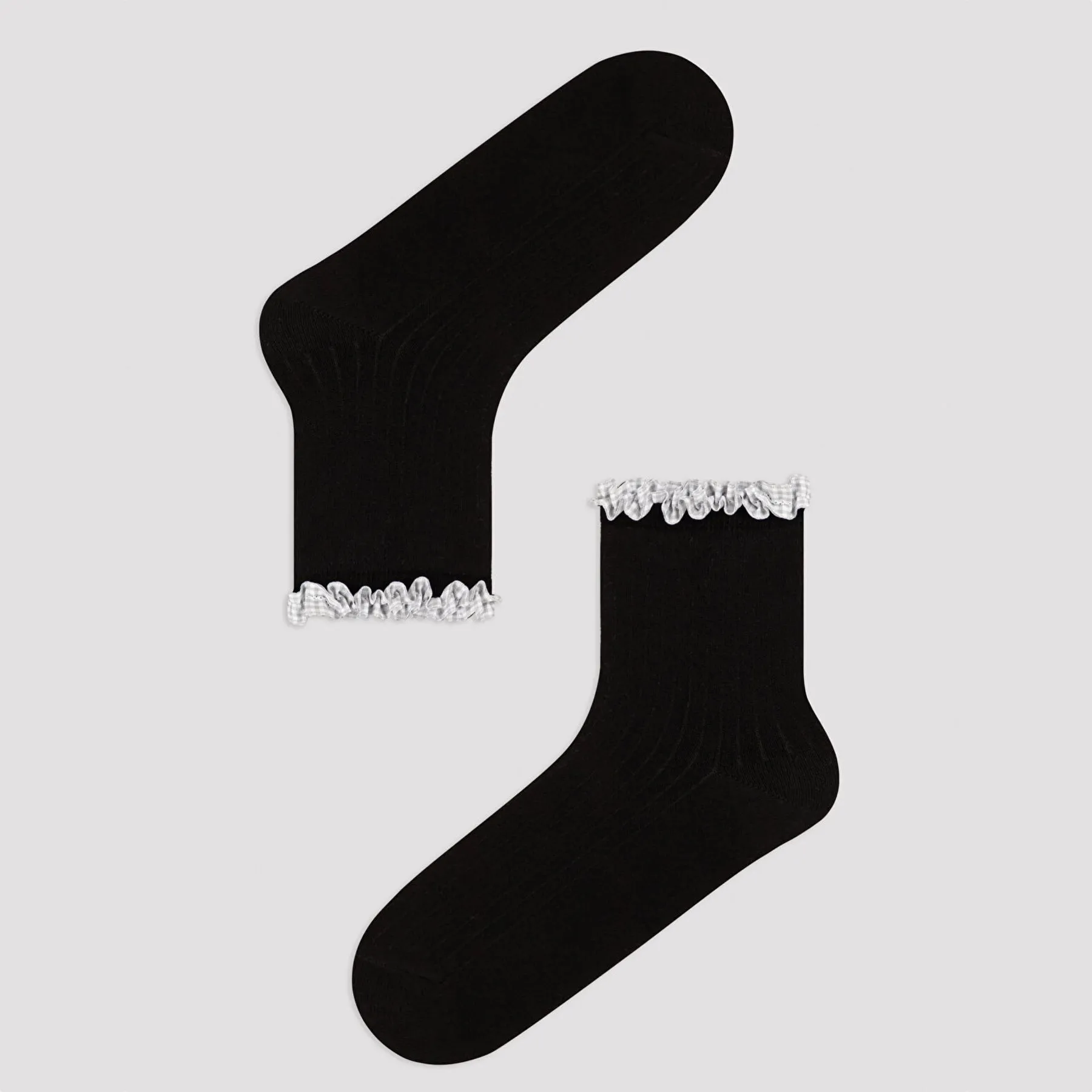 Cotton, Low Cut, Gingham Frilled Socks