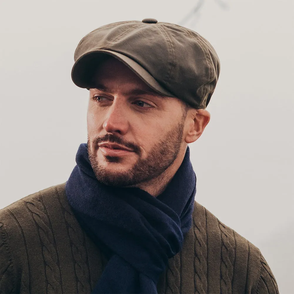 Failsworth Hats Alfie British Waxed Cotton Newsboy Cap - Olive