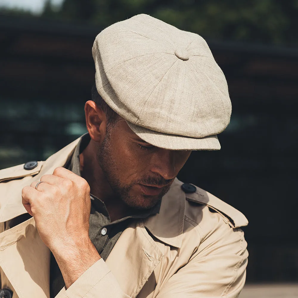 Failsworth Hats Alfie Irish Linen Newsboy Cap - Natural
