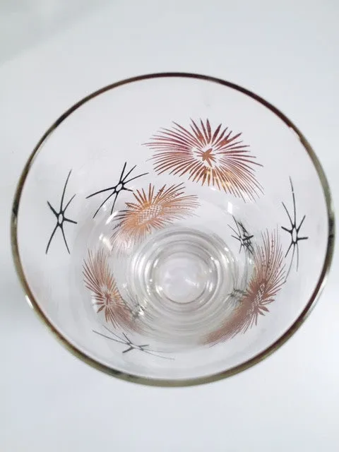 Federal Glass Mid Century 22 - Karat Gold and Black Retro Atomic Glasses (Set of 8)