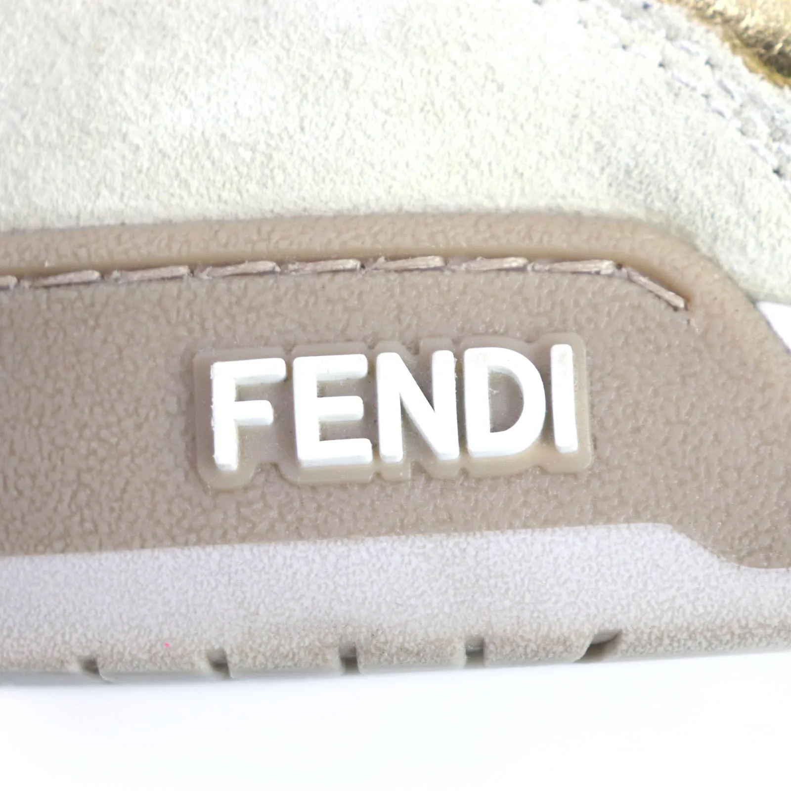 Fendi Suede Leather Low Cut Sneakers Beige