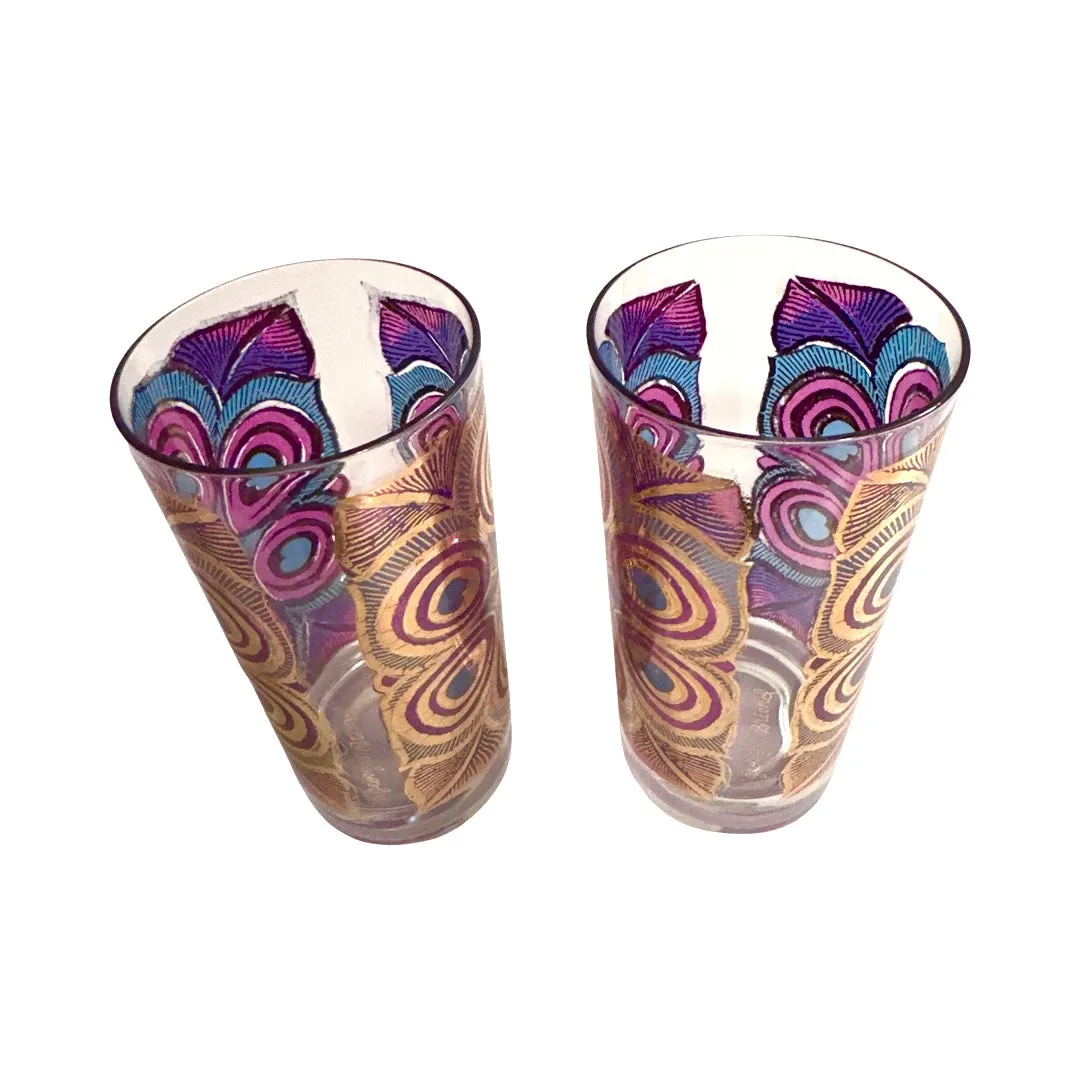 Georges Briard Signed Mid-Century Peacock Glasses (Set of 2)