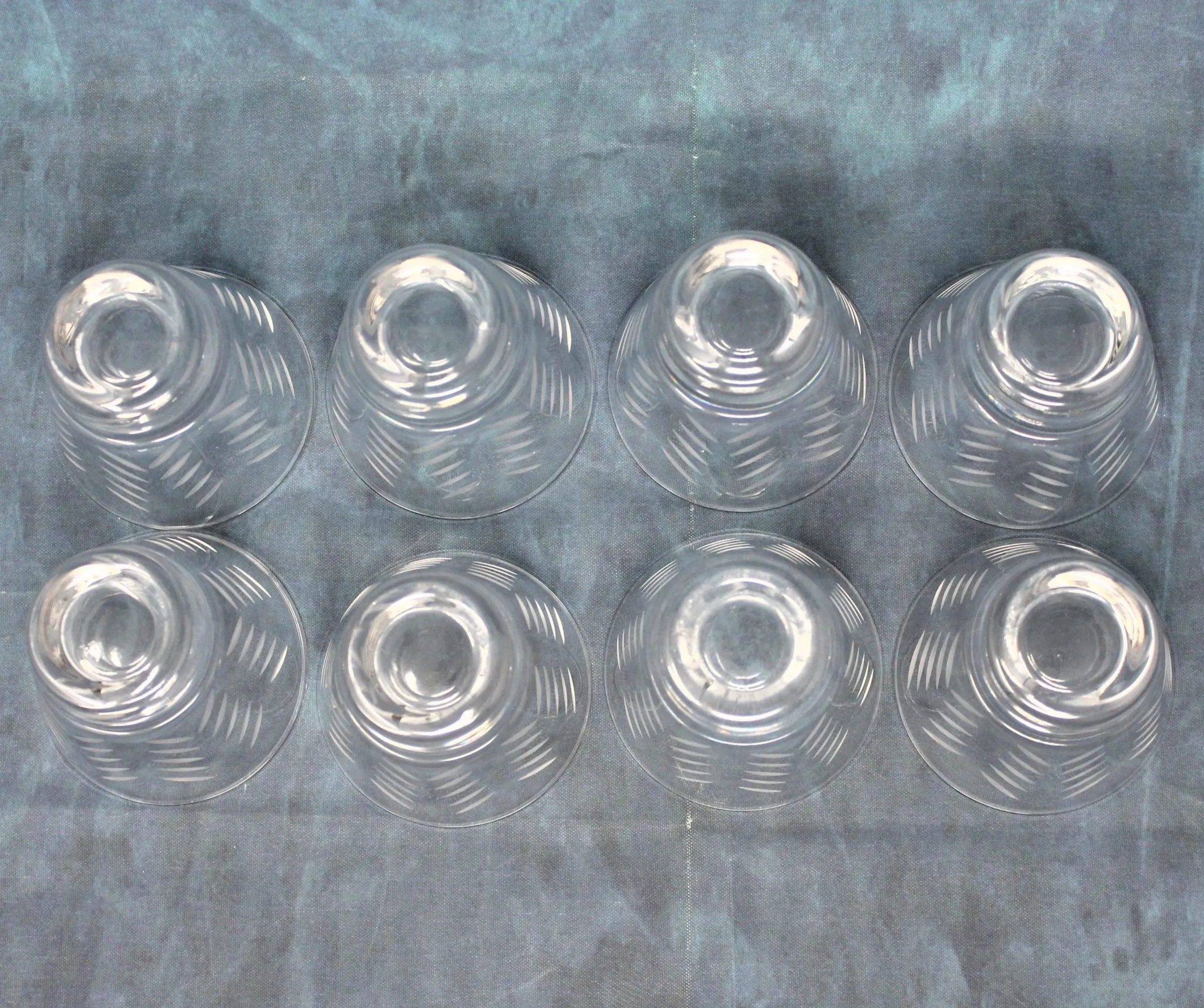 Glasses, Whiskey Neat, Javit Badash, Rain, Set of 8, Hand Cut Crystal, Vintage