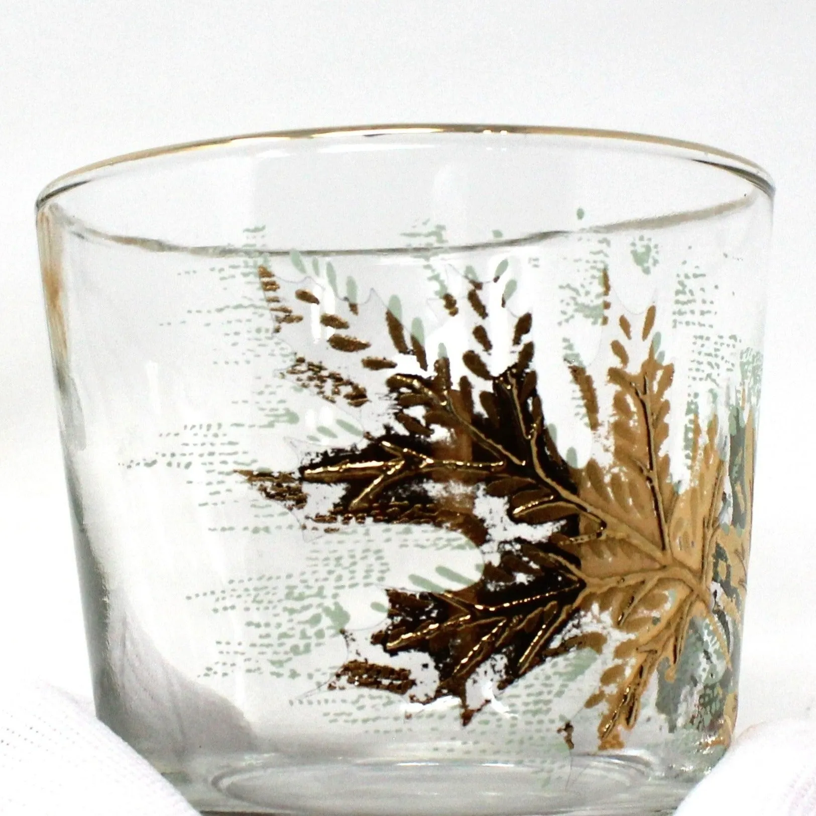 Glasses, Whiskey / Rocks, Libbey, Oak Leaves 22K Gold, Set of 2, Vintage