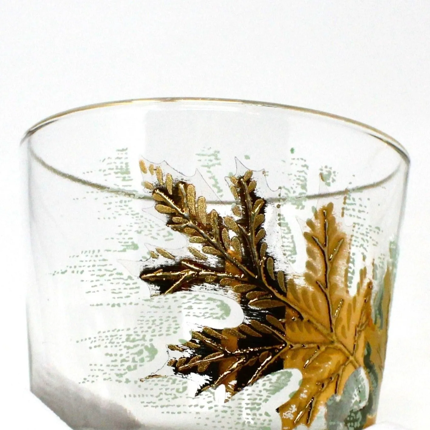 Glasses, Whiskey / Rocks, Libbey, Oak Leaves 22K Gold, Set of 2, Vintage