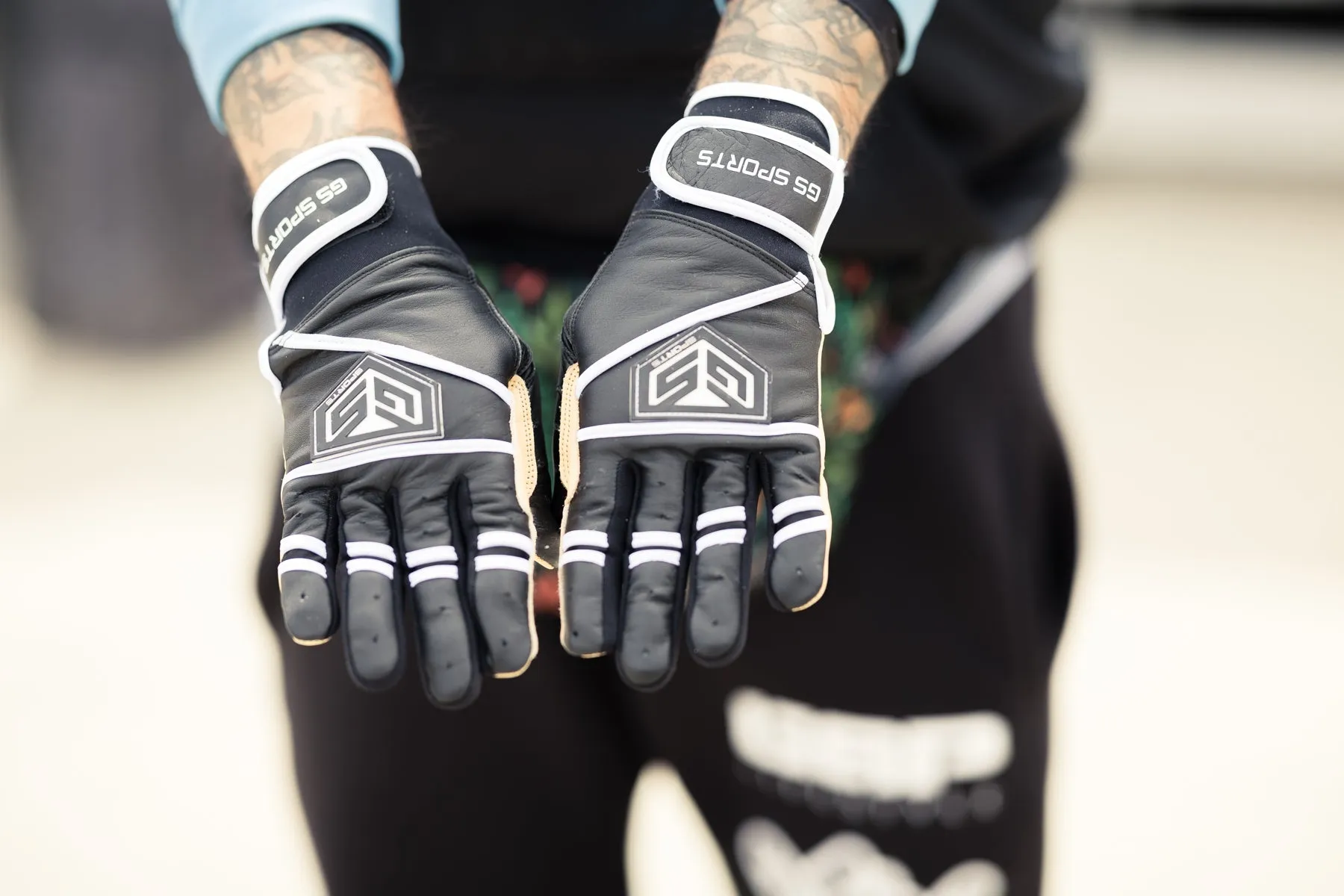 GS Sports Apex Premium Leather Batting Glove - Black / Blonde