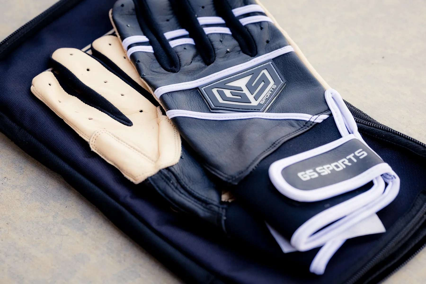 GS Sports Apex Premium Leather Batting Glove - Black / Blonde
