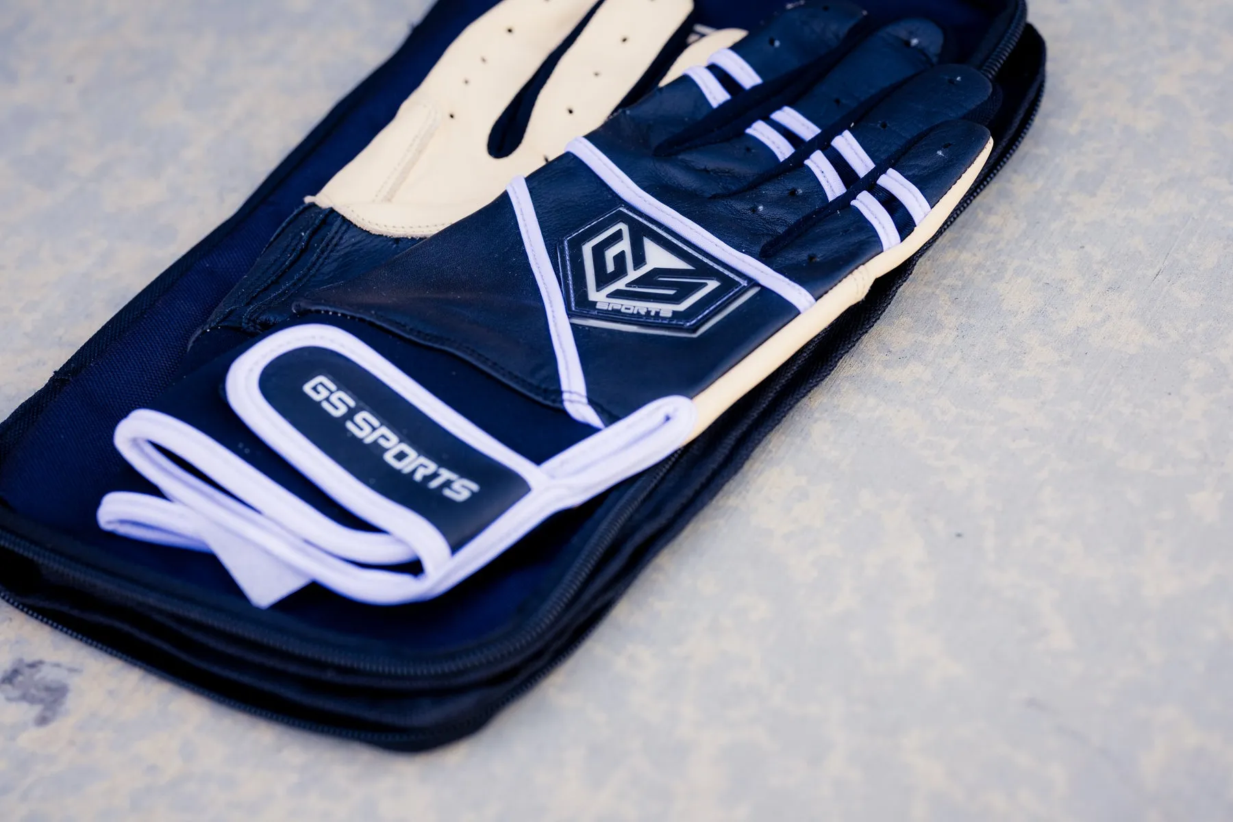 GS Sports Apex Premium Leather Batting Glove - Black / Blonde
