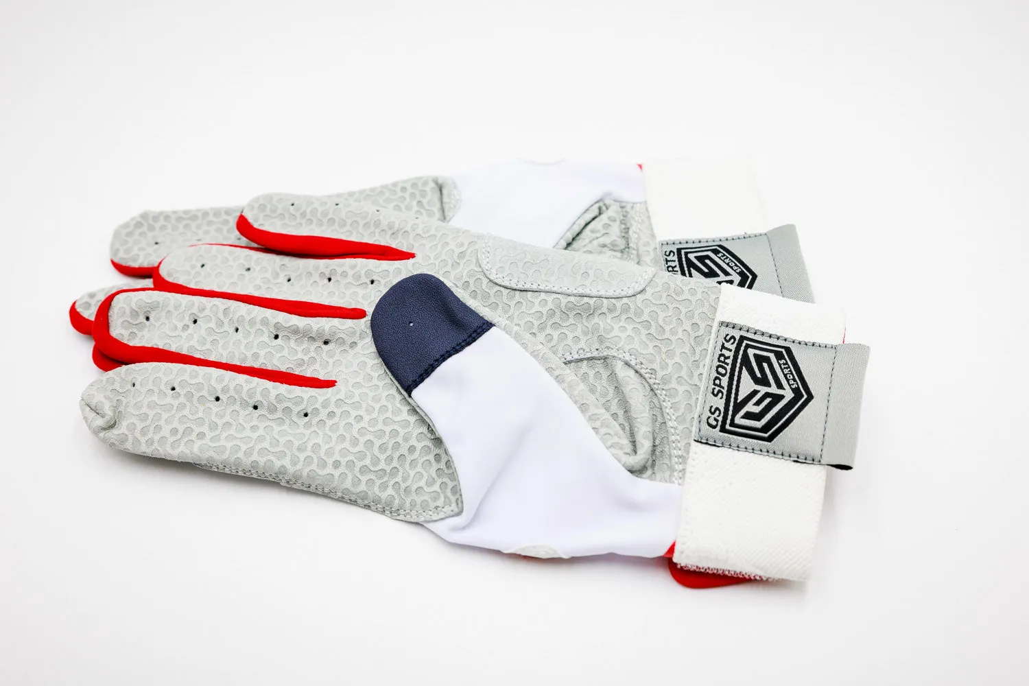 GS Sports Pro Series v2 Dual Strap Batting Gloves - White / Navy / Red