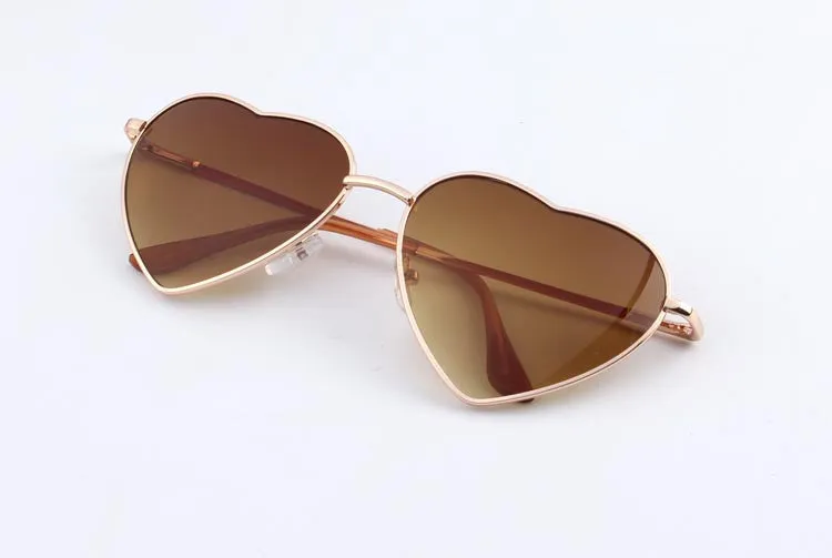 Heart Shaped Sunglasses WOMEN metal Reflective LENES Fashion sun GLASSES MEN sports sunglasses