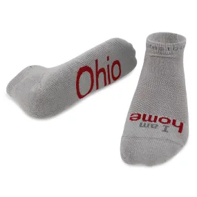 I am home® - Ohio grey low-cut socks with red words