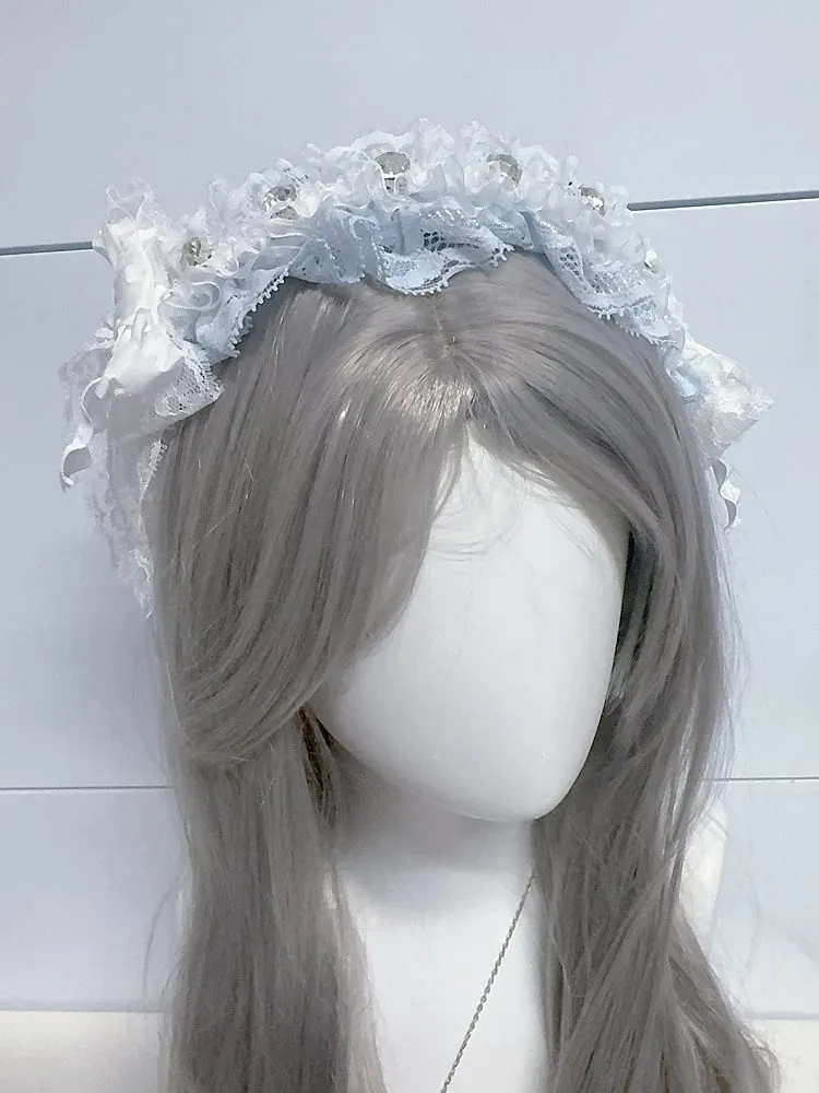Jirai Kei Rhinestone and Bow Accents Lace KC