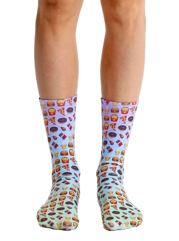 Junk Food Emoji Crew Socks (Unisex)