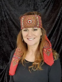 Long Red Fuchsia and Olive Green Scarf (sku3017)