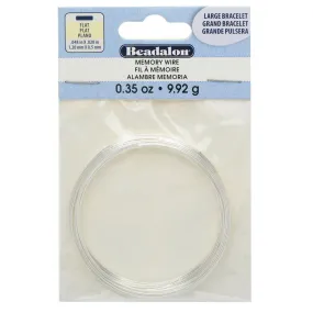 Memory Wire, Bracelet Round Flat Wire Size Large 2.5 Inch Diameter, 12 Loops, Silver Plated