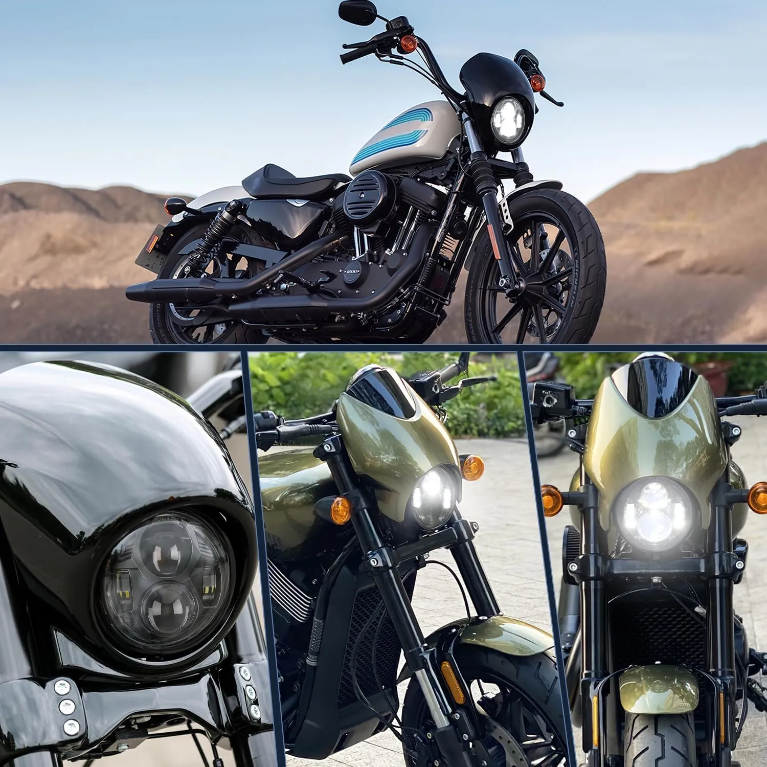 Motorcycle 5.75Inch Black LED Headlights
