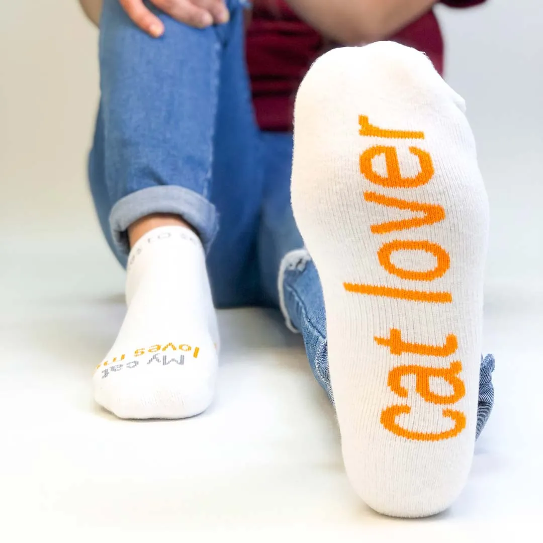 My cat loves me – cat lover™ white low-cut socks