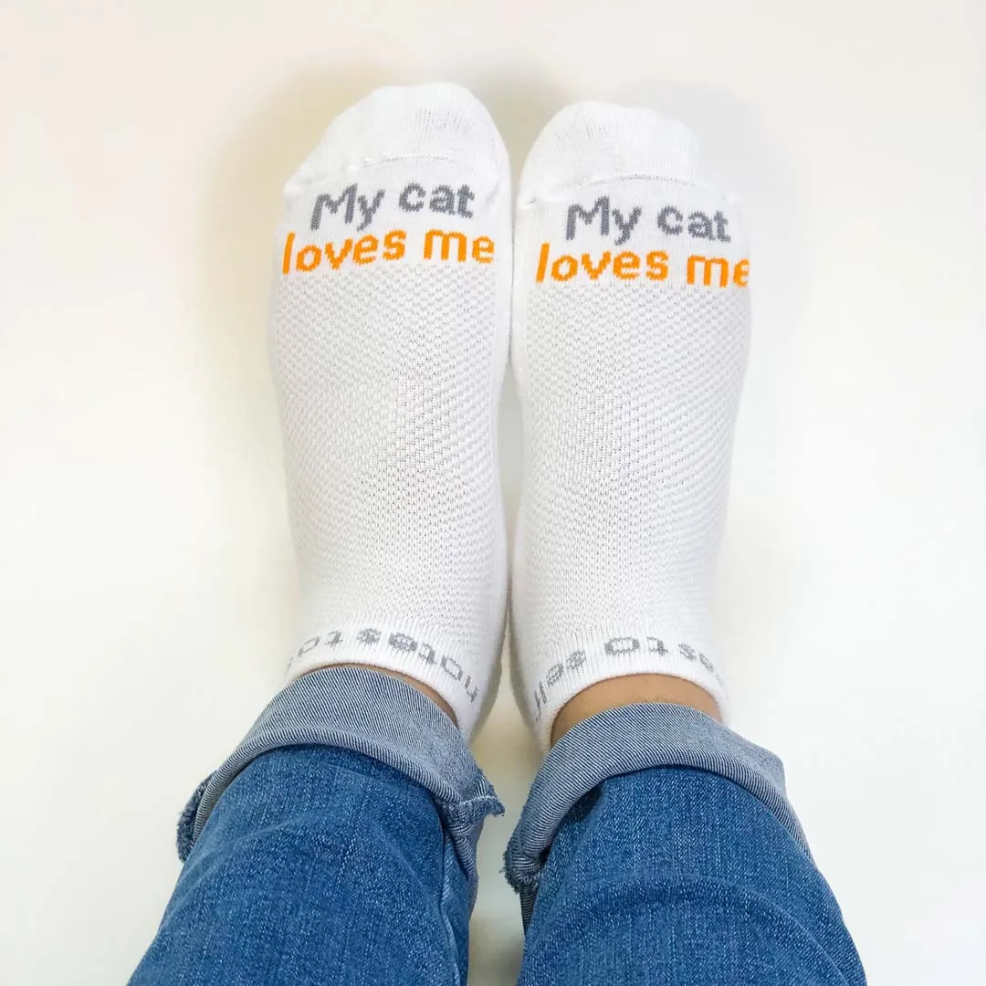 My cat loves me – cat lover™ white low-cut socks