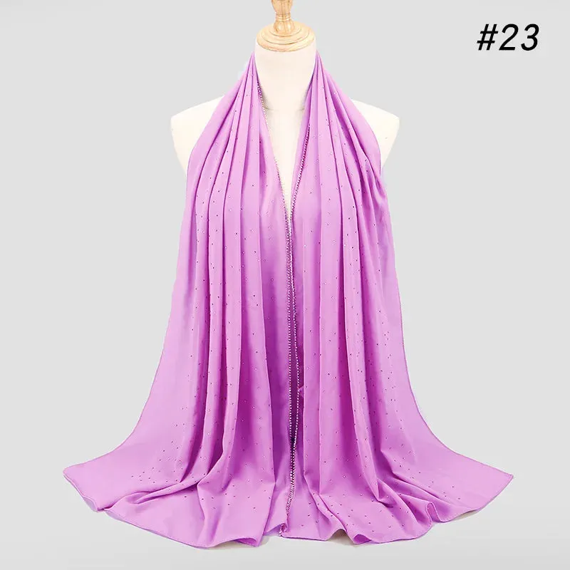 Pearl Bubble Chiffon Diamond Rhinestone Hijab