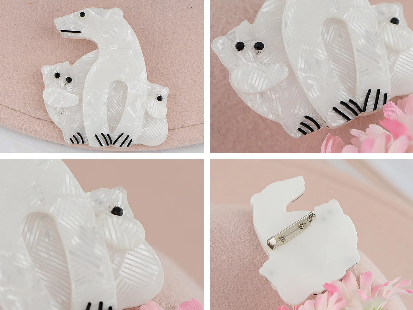 Polar Bear Brooch Clear Crystals Pin Brooch