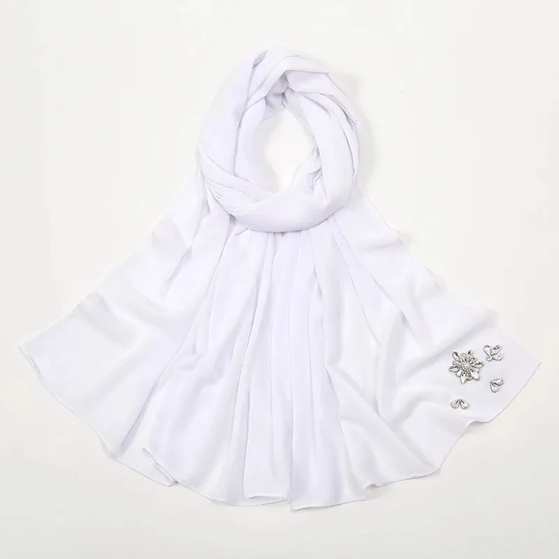 Rhinestone Bubble Chiffon Hijabs for Muslim Women