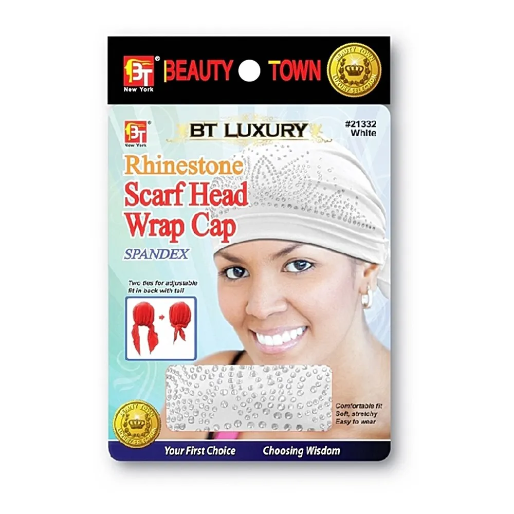 RHINESTONE SCARF HEAD WRAP CAP