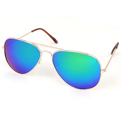 S294 Blue Reflective Aviator Style Sunglasses
