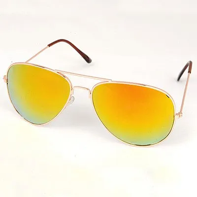 S295 Gold Reflective Aviator Style Sunglasses