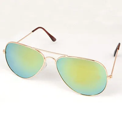 S296 Green Reflective Aviator Style Sunglasses