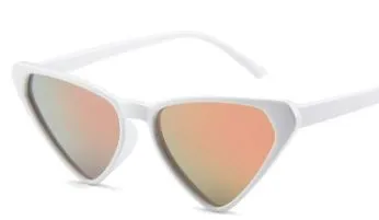S354 White Frame Reflective Lens Triangle Sunglasses