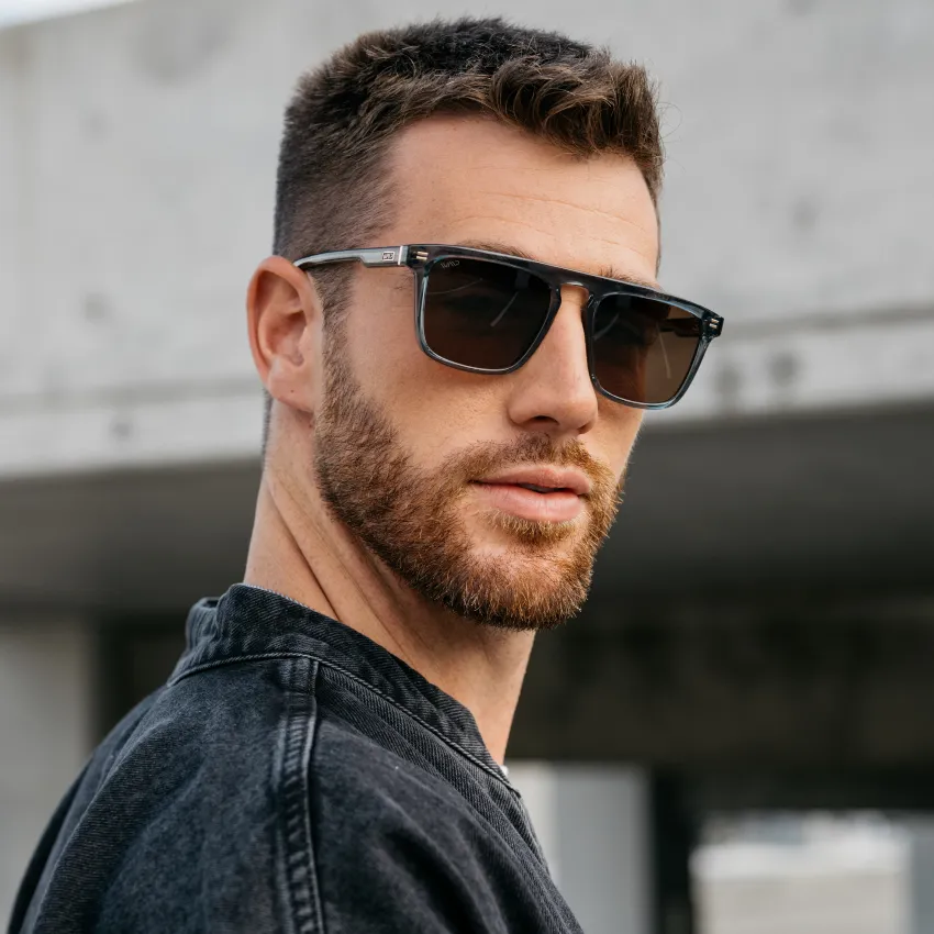 SAWYER Square Men’s Trendy Sunglasses in Nautical Crystal Blue by WMP Eyewear