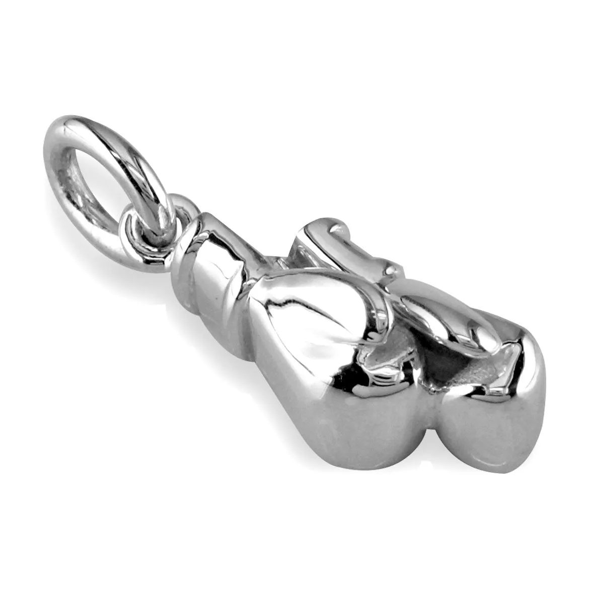 Solid Boxing Gloves Charm with Two Gloves in Sterling Silver