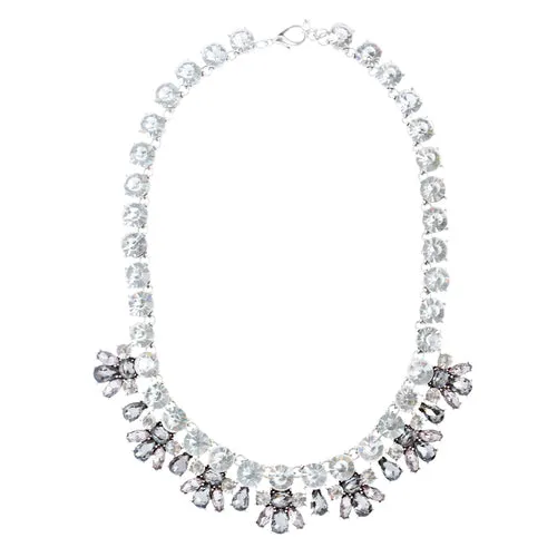 Stunning Sparkle Crystal Bold Design Fashion Statement Necklace Set JN181Gray