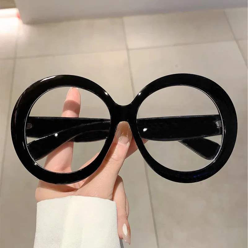 VAIGE Retro Oversized Round Sunglasses in Red and Gold