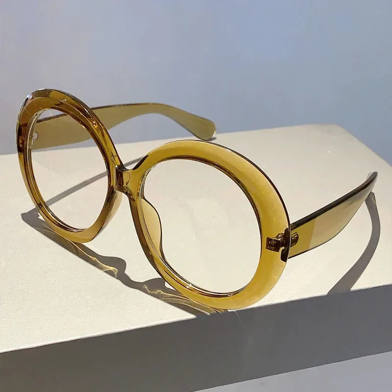 VAIGE Retro Oversized Round Sunglasses in Red and Gold