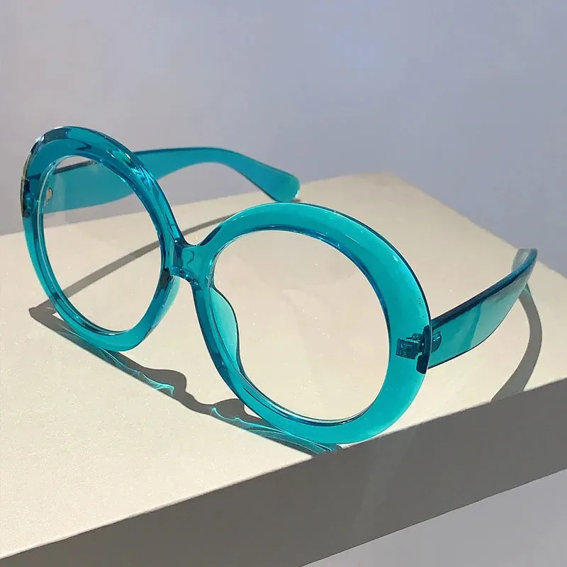 VAIGE Retro Oversized Round Sunglasses in Red and Gold
