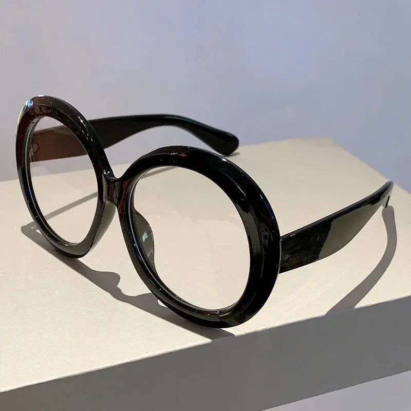 VAIGE Retro Oversized Round Sunglasses in Red and Gold