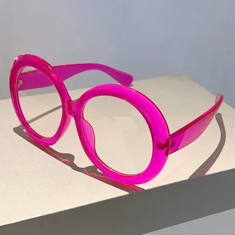 VAIGE Retro Oversized Round Sunglasses in Red and Gold