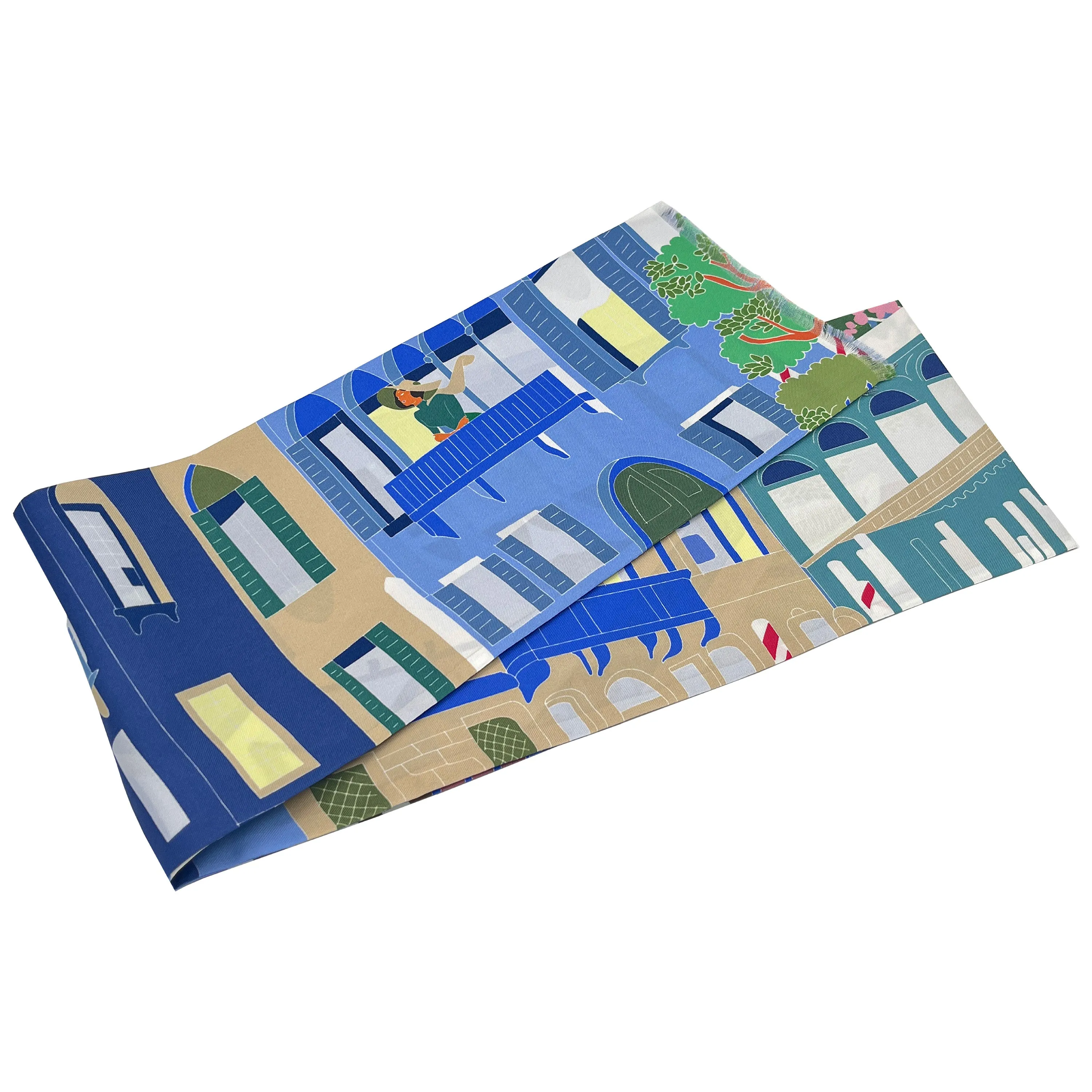 Venezia blue and green silk tie scarf