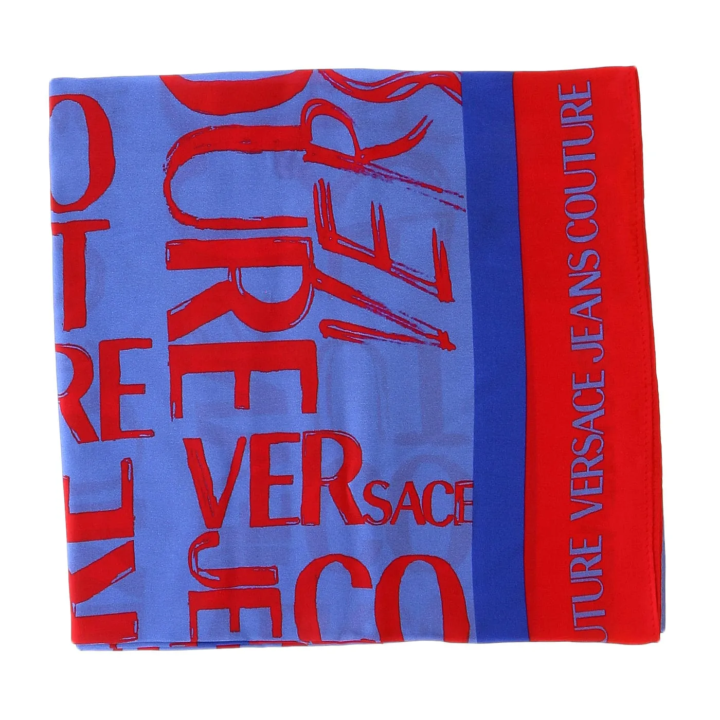 Versace Jeans Couture Periwinkle/Chilli Signature Graffiti Print Medium Square Scarf