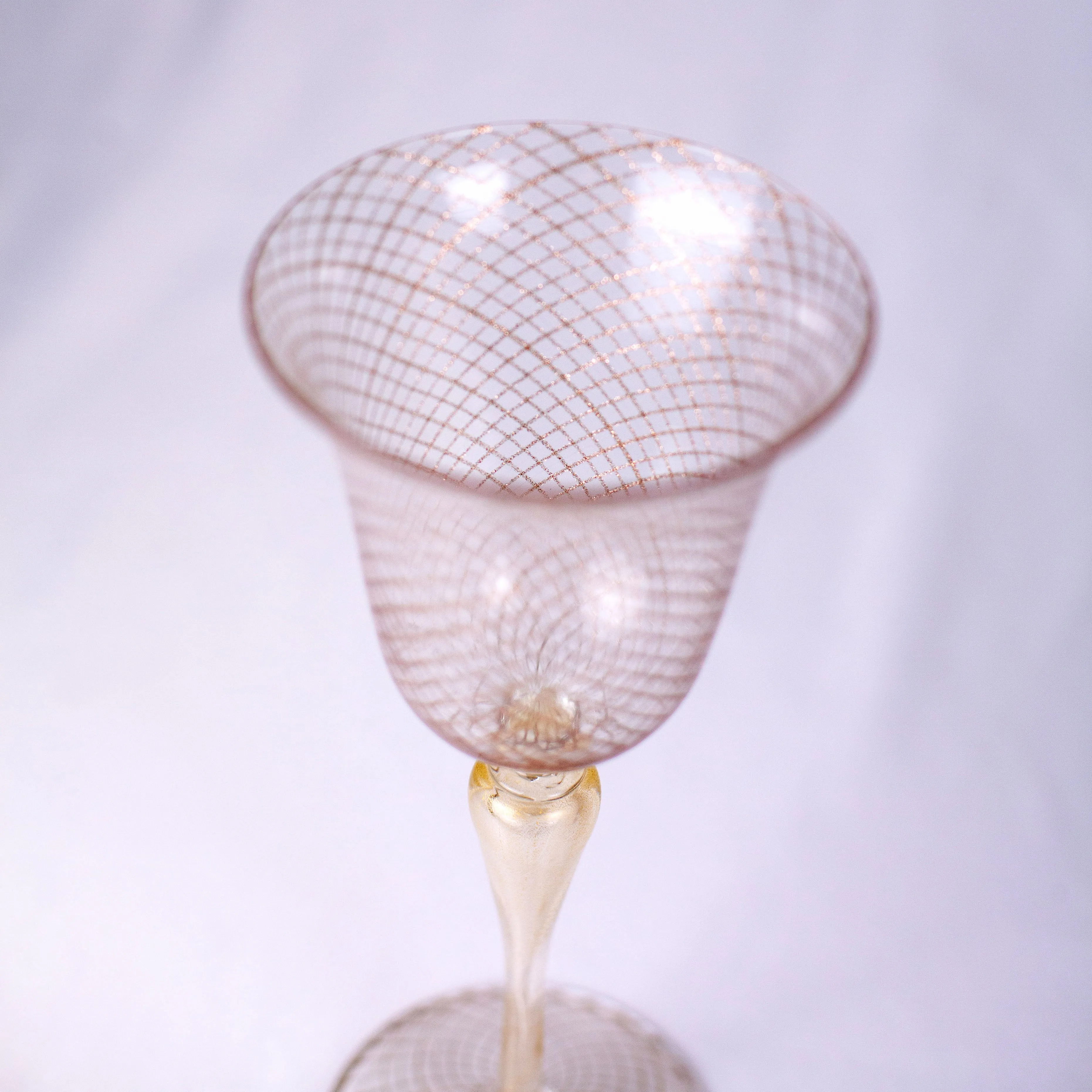 Vintage Murano Wine Glasses with Gold Threading