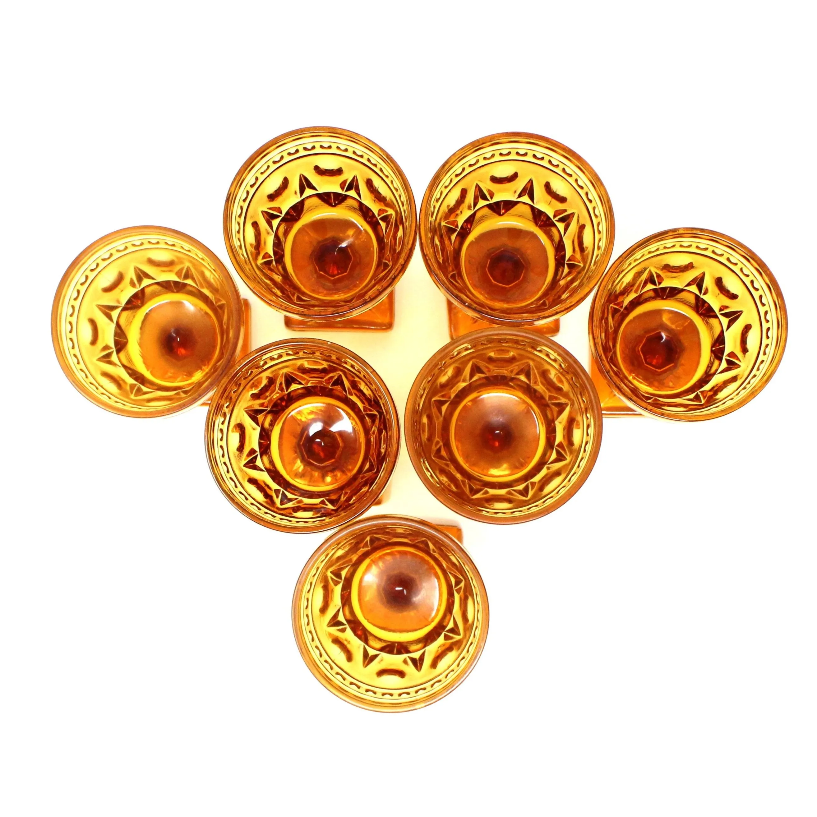 Wine Glasses, Colony Glass, Amber Park Lane, Set of 7, Vintage