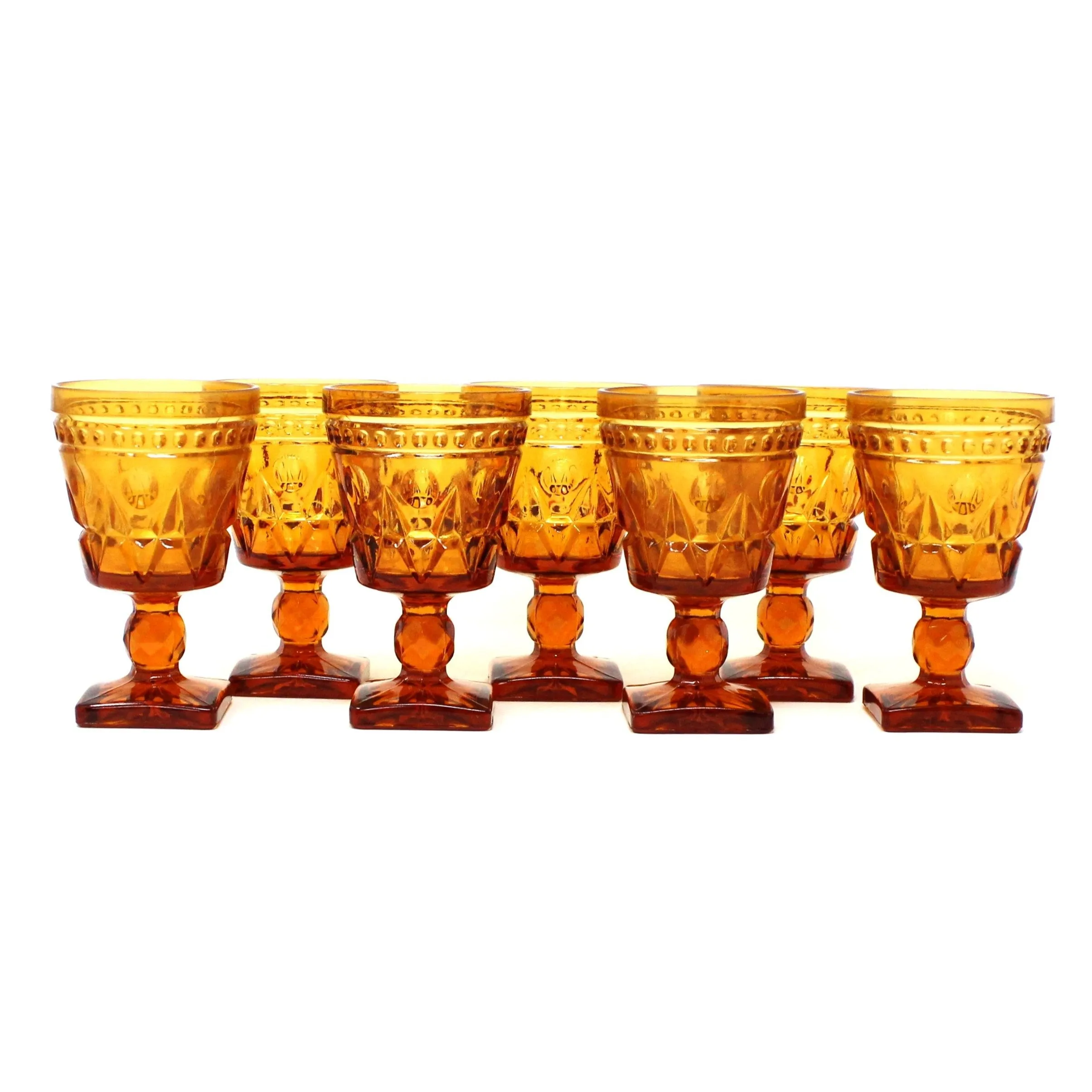 Wine Glasses, Colony Glass, Amber Park Lane, Set of 7, Vintage