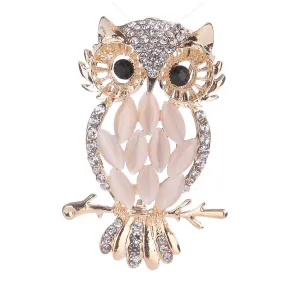 Women Rhinestone Brooch Owl Brooches Scarves Pin Clip Shawl Buckle