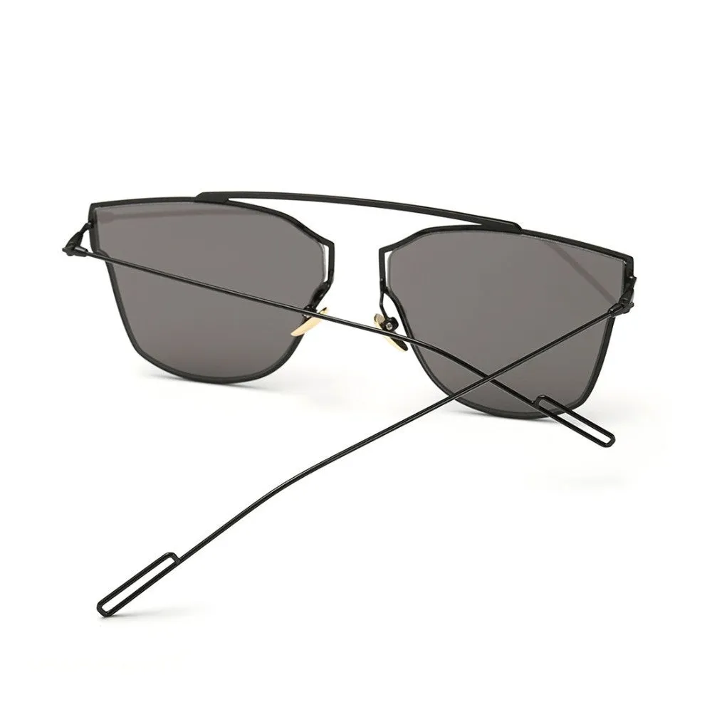 Women's Sunglasses Metal Frame Reflective Coating Mirror Flat Panel Lens Brand Designer Sun Glasses